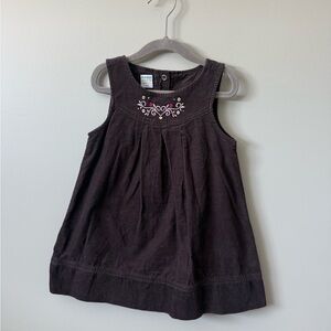 Vintage Please Mum Brown Embroidered Corduroy Dress